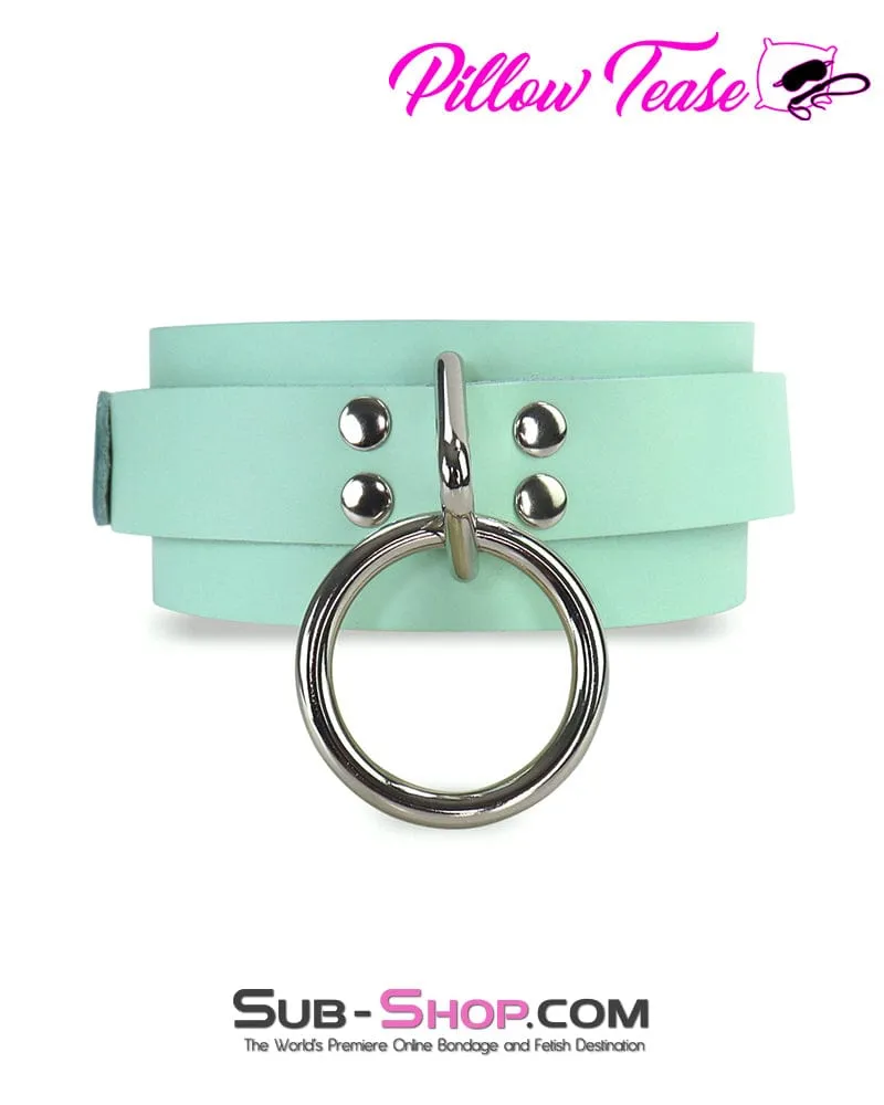 1398A      Retro Mint Leather Bondage Collar