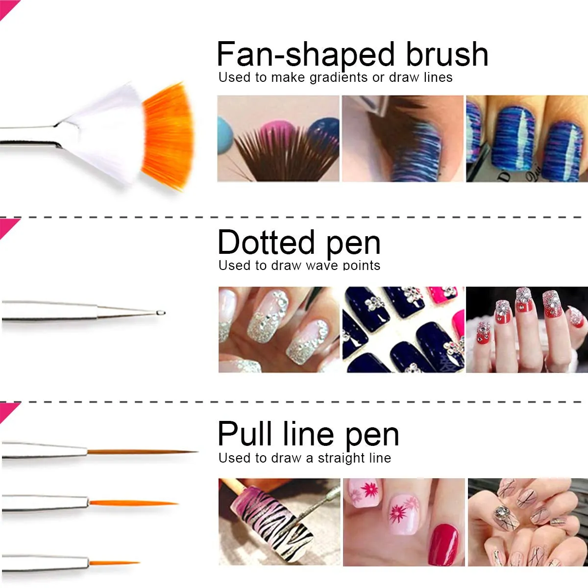 15-Piece Nail Art Essentials Kit: Brushes, Foils, Rhinestones, Dotting Tools & Tapes