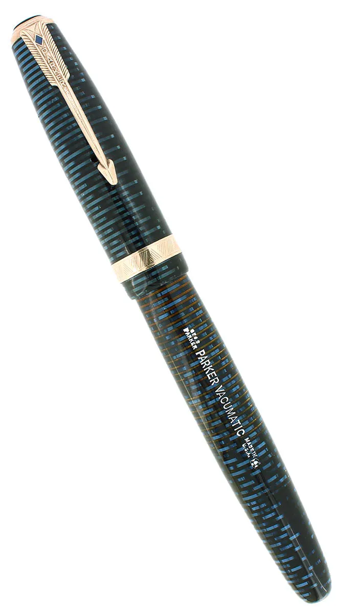 1946 PARKER VACUMATIC AZURE BLUE PEARL MAJOR FOUNTAIN PEN RESTORED