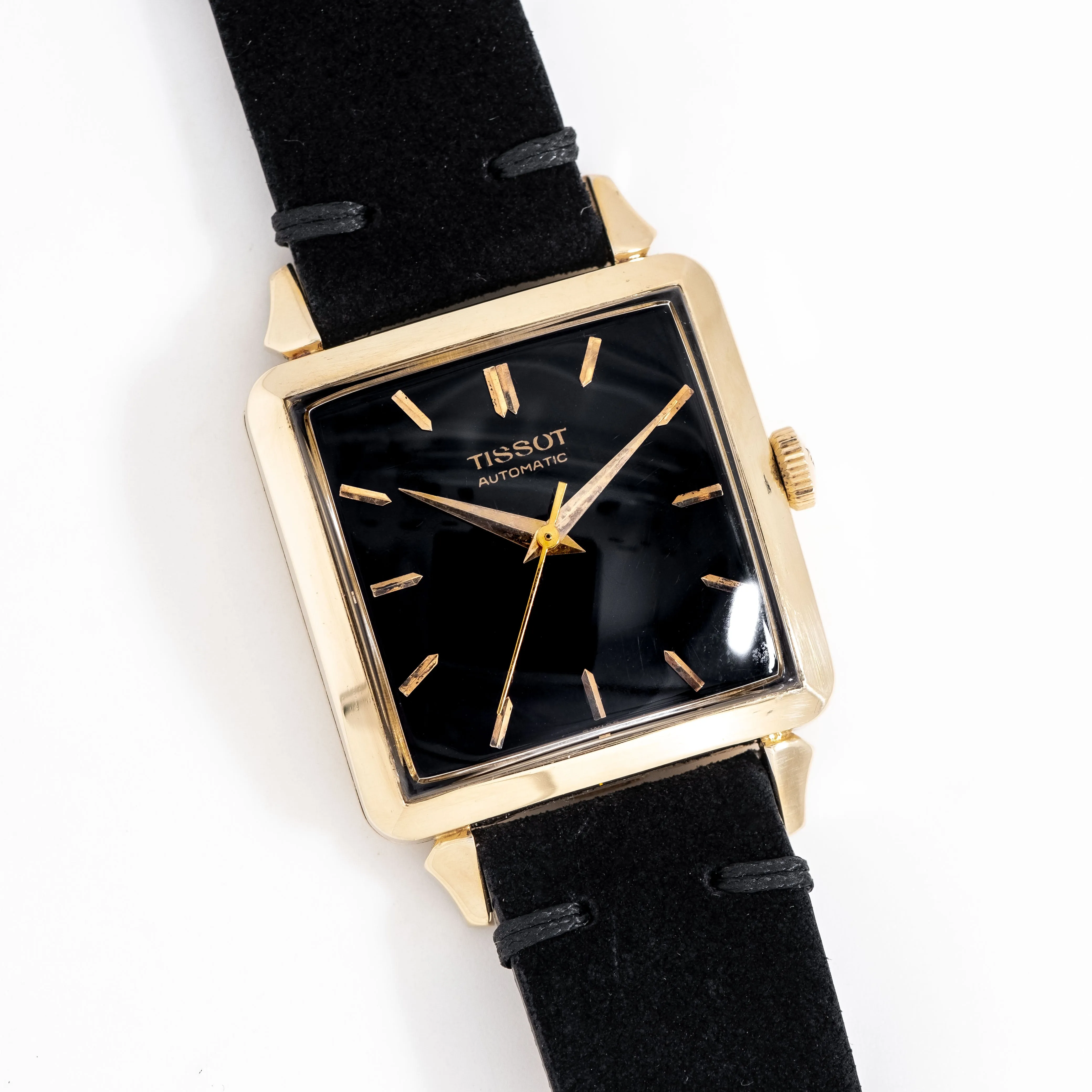 1953 Vintage Tissot "Cioccolatone" Automatic Square Shaped Watch in 10k Yellow Gold Plated Stainless Steel (# 14954)