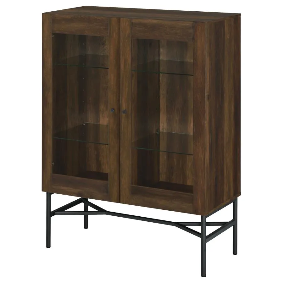 2-door Accent Cabinet with Glass Shelves