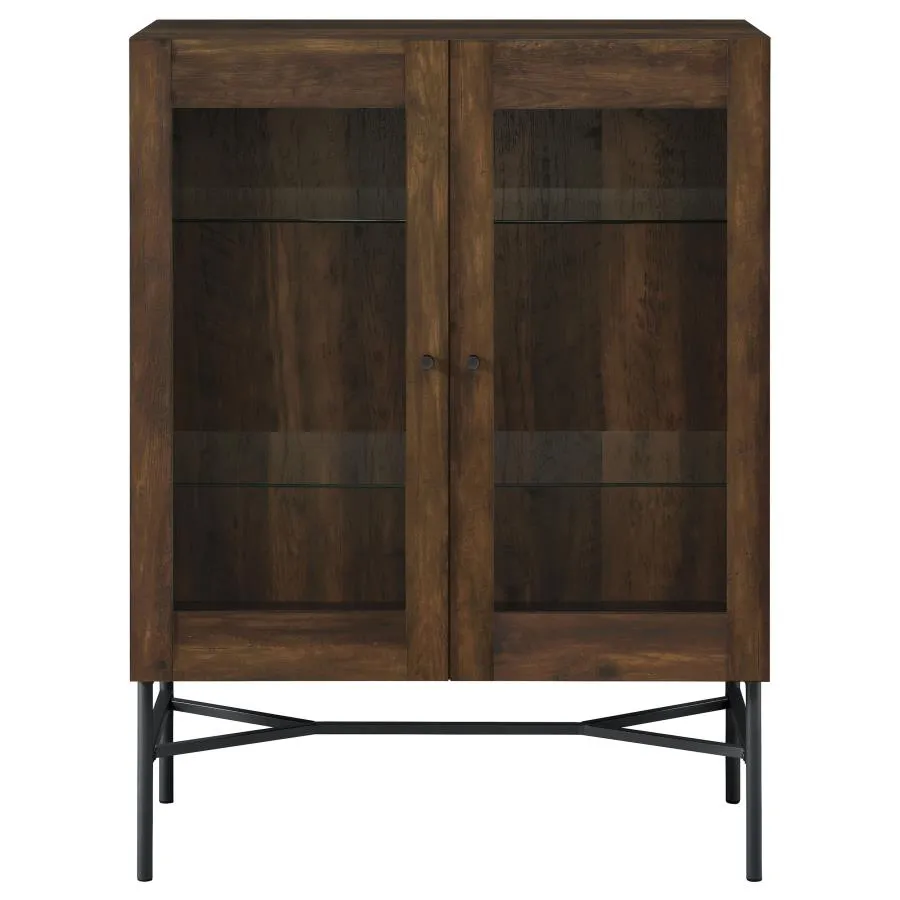 2-door Accent Cabinet with Glass Shelves