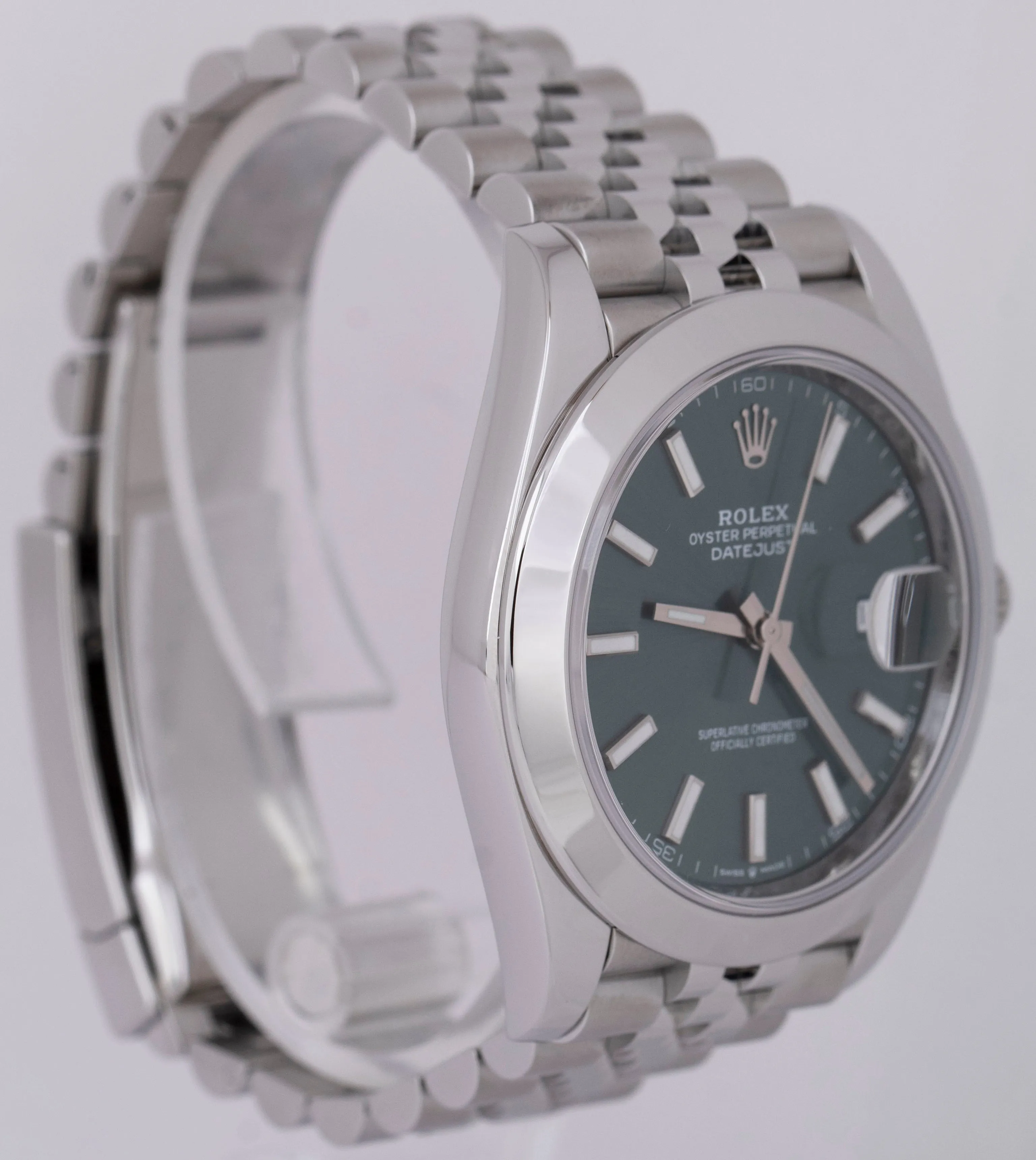 2022 NEW PAPERS Rolex DateJust 41 MINT GREEN JUBILEE Stainless Watch 126300 BOX