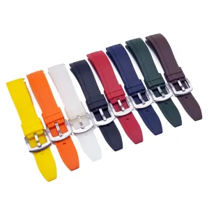 20mm, 22mm, 24mm Straight End Rubber Watch Strap, Quick Release Spring Bars, 8 Colors