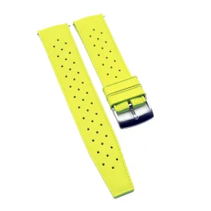 20mm, 22mm Vintage Tropical Style Lemon Yellow FKM Rubber Watch Strap, Quick Release Spring Bars