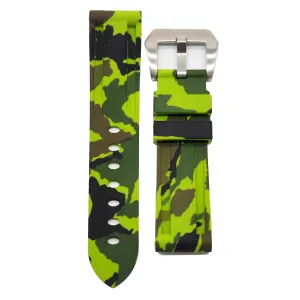 22mm, 24mm Camouflage Kelly Green Rubber Watch Strap For Panerai