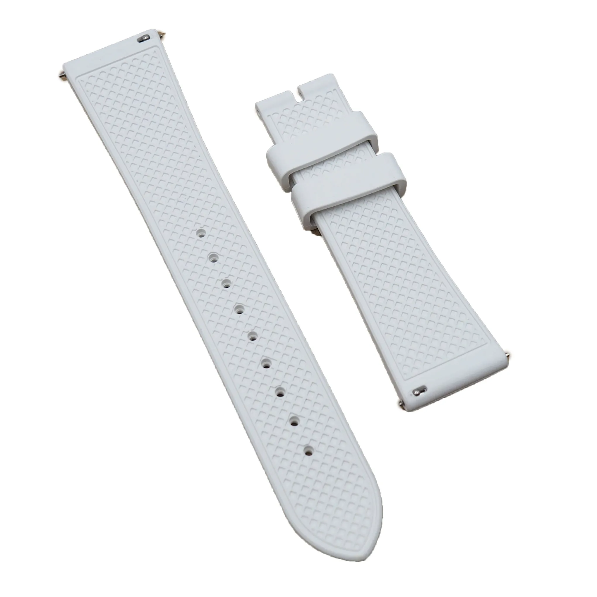 22mm Straight End Mini Pattern White FKM Rubber Watch Strap For Tudor, Quick Release Spring Bars