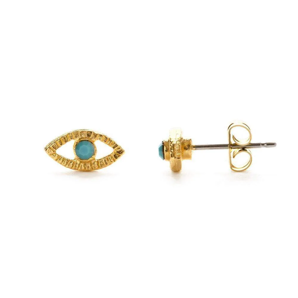 24k Gold Plate Evil Eye Studs