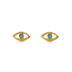 24k Gold Plate Evil Eye Studs