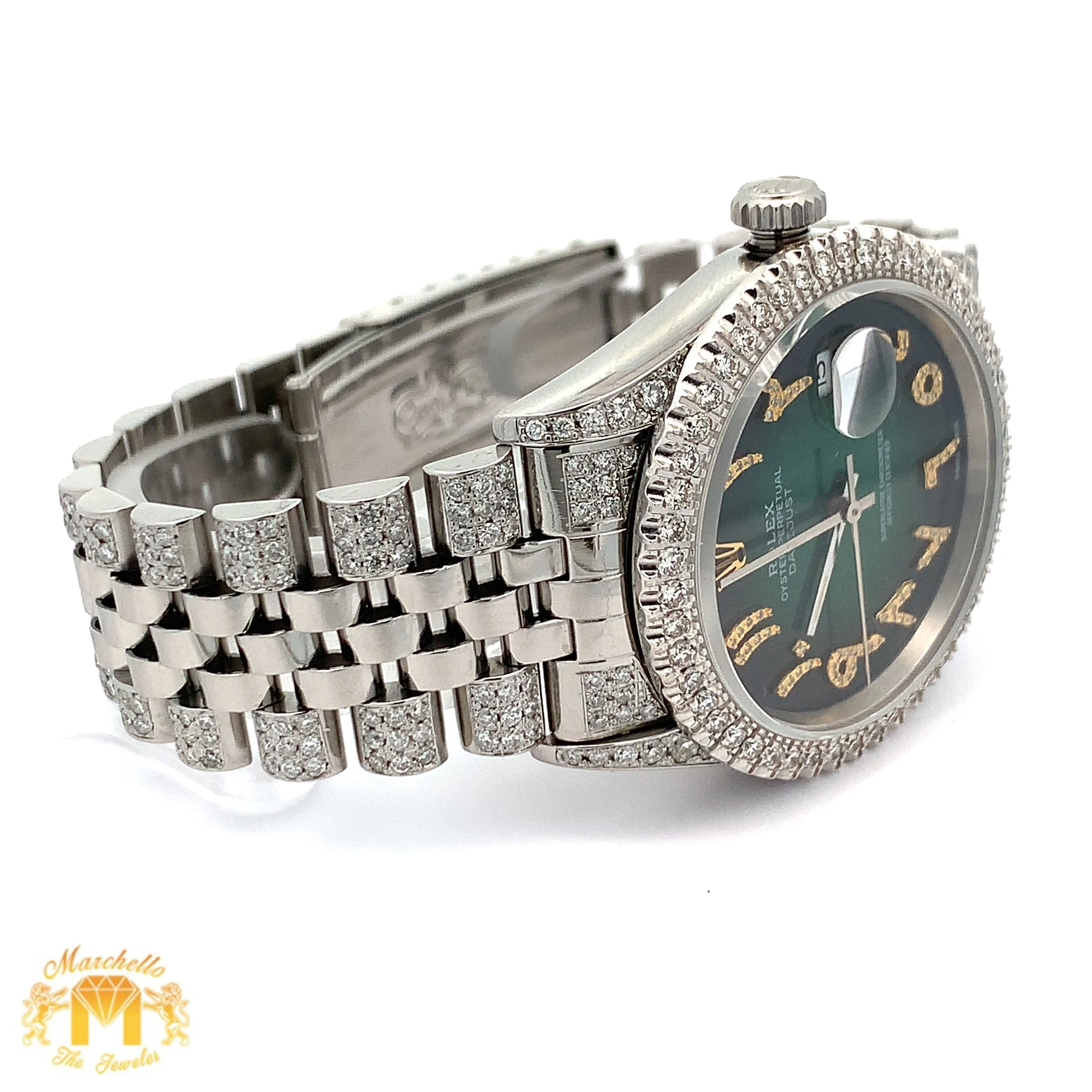 7ct Diamond Iced out 36mm Rolex Watch with Stainless Steel Jubilee Bracelet