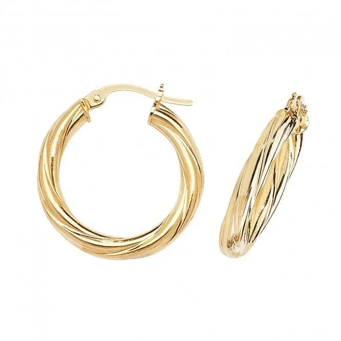 9ct Yellow Gold 15mm Hoop Earrings ER354