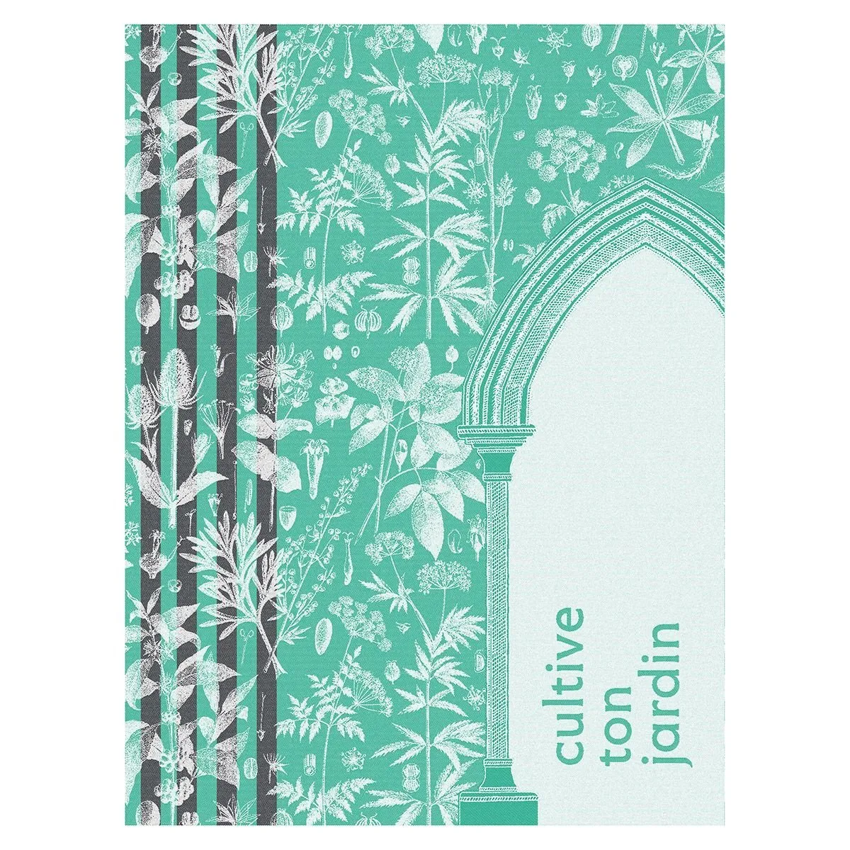 Abbaye Terre Green Tea Towels by Le Jacquard Français