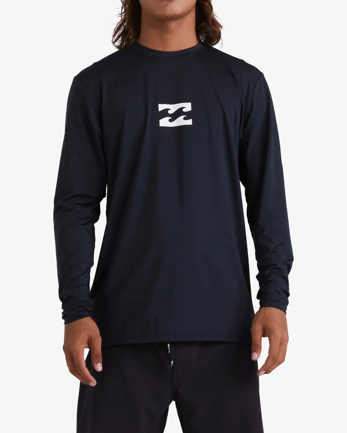 All Day Wave Loose Fit Long Sleeve Surf Tee - Black