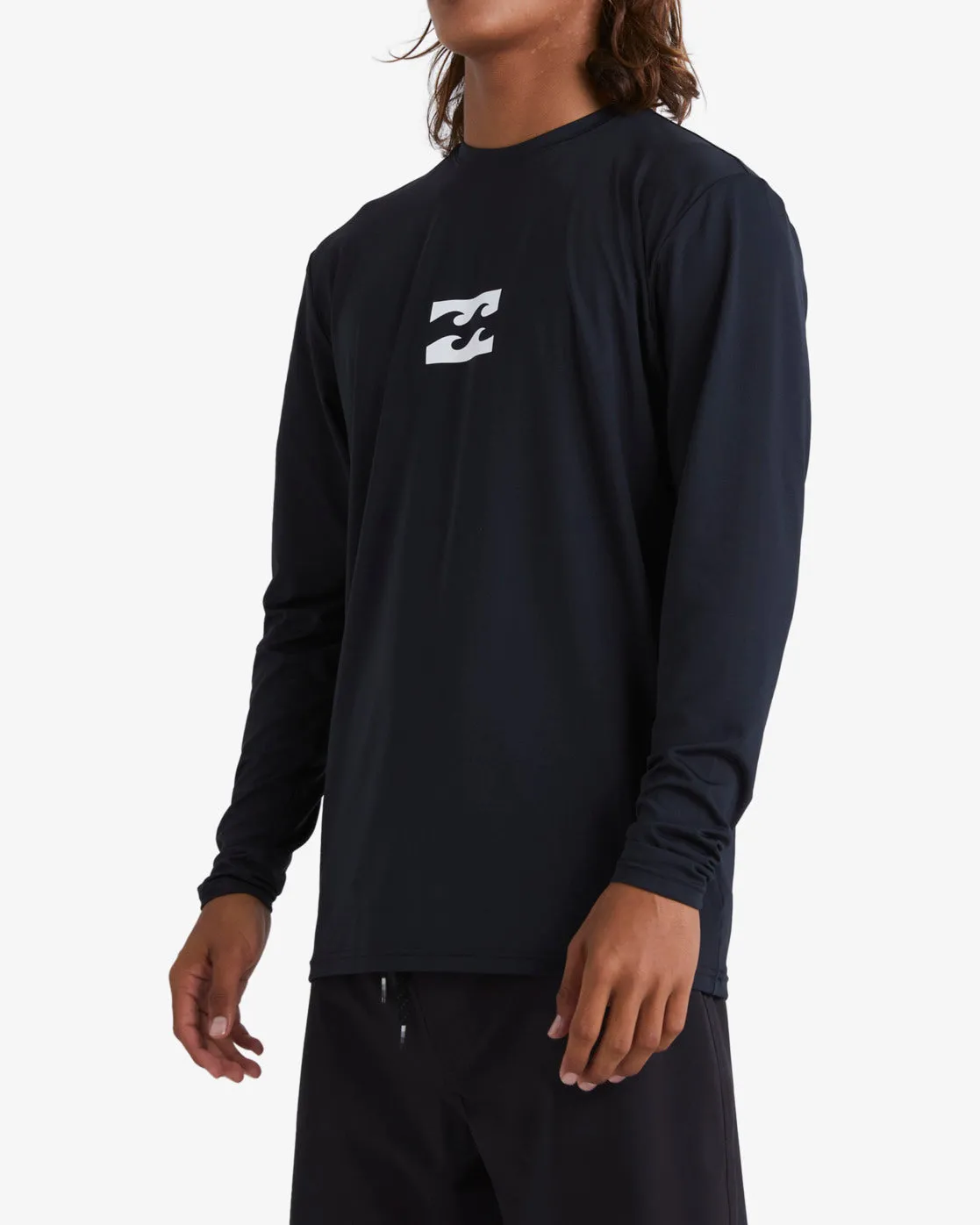 All Day Wave Loose Fit Long Sleeve Surf Tee - Black