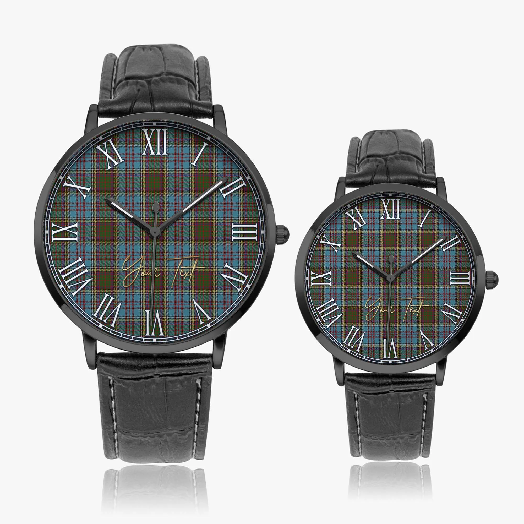 Anderson Tartan Personalized Your Text Leather Trap Quartz Watch