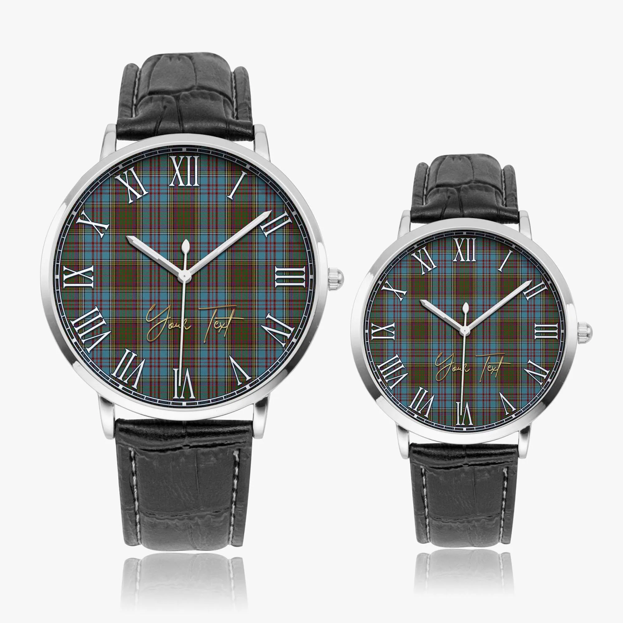 Anderson Tartan Personalized Your Text Leather Trap Quartz Watch