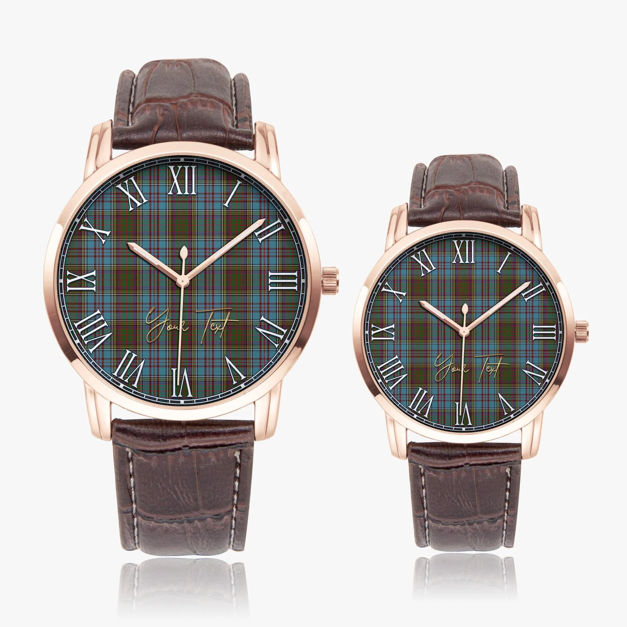 Anderson Tartan Personalized Your Text Leather Trap Quartz Watch