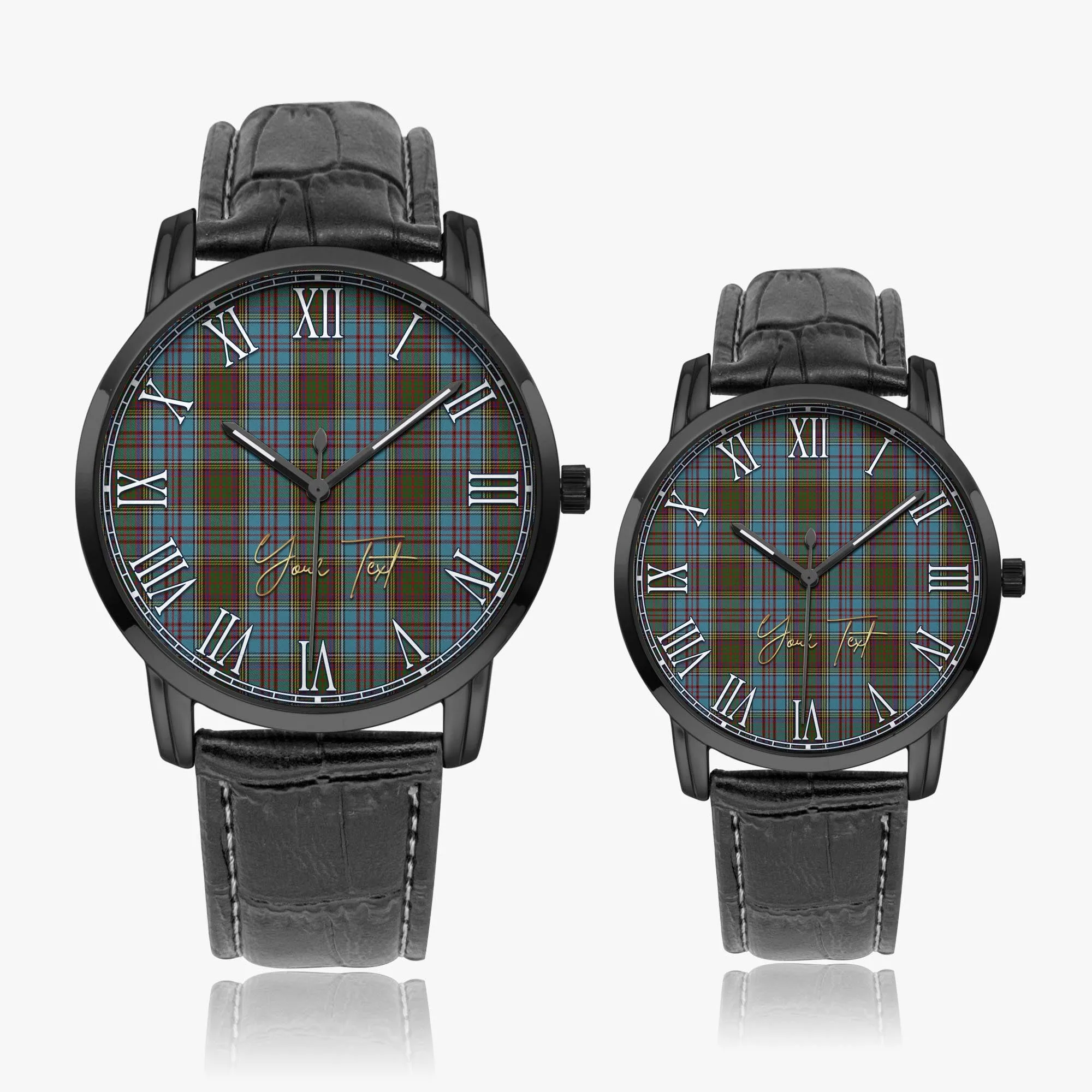 Anderson Tartan Personalized Your Text Leather Trap Quartz Watch