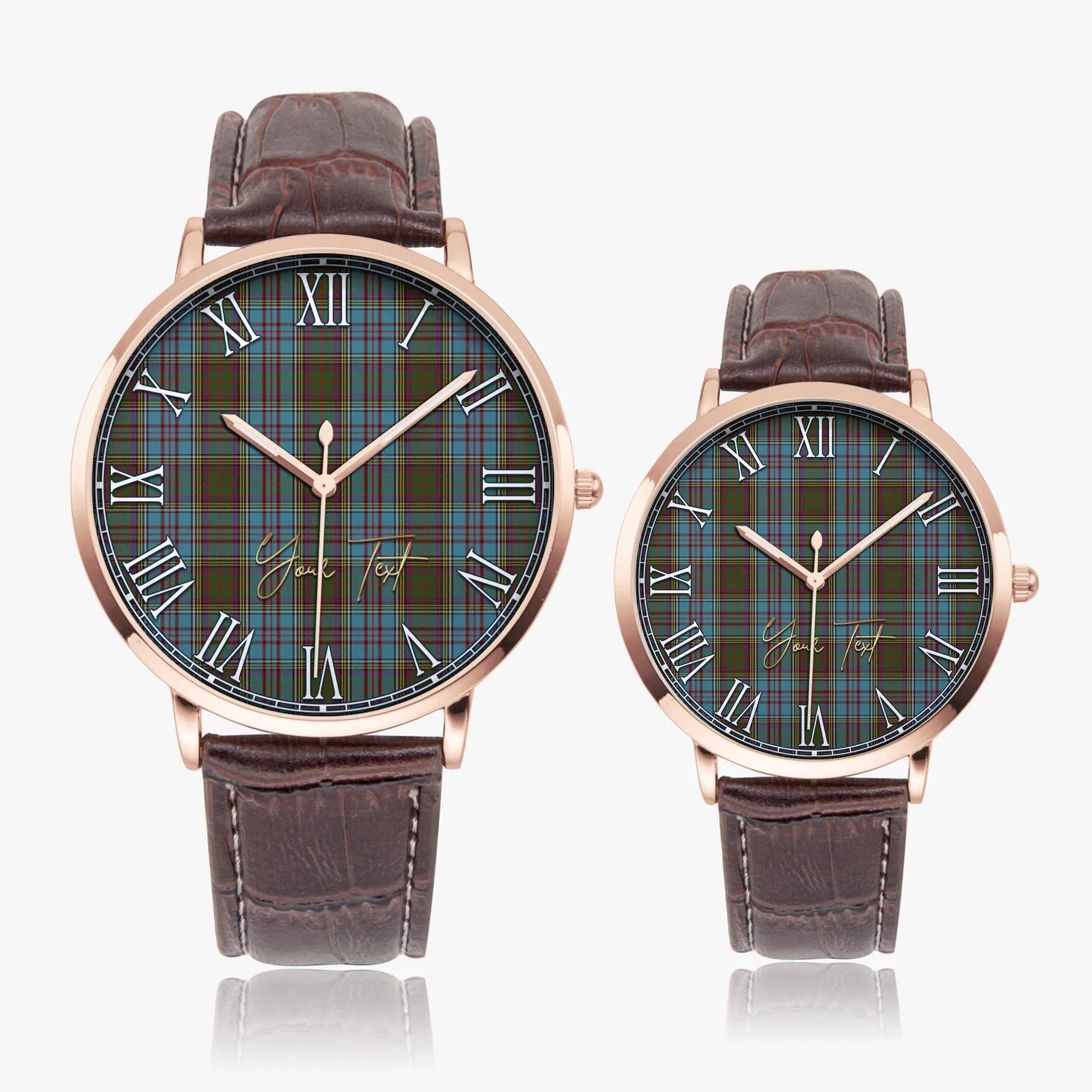 Anderson Tartan Personalized Your Text Leather Trap Quartz Watch