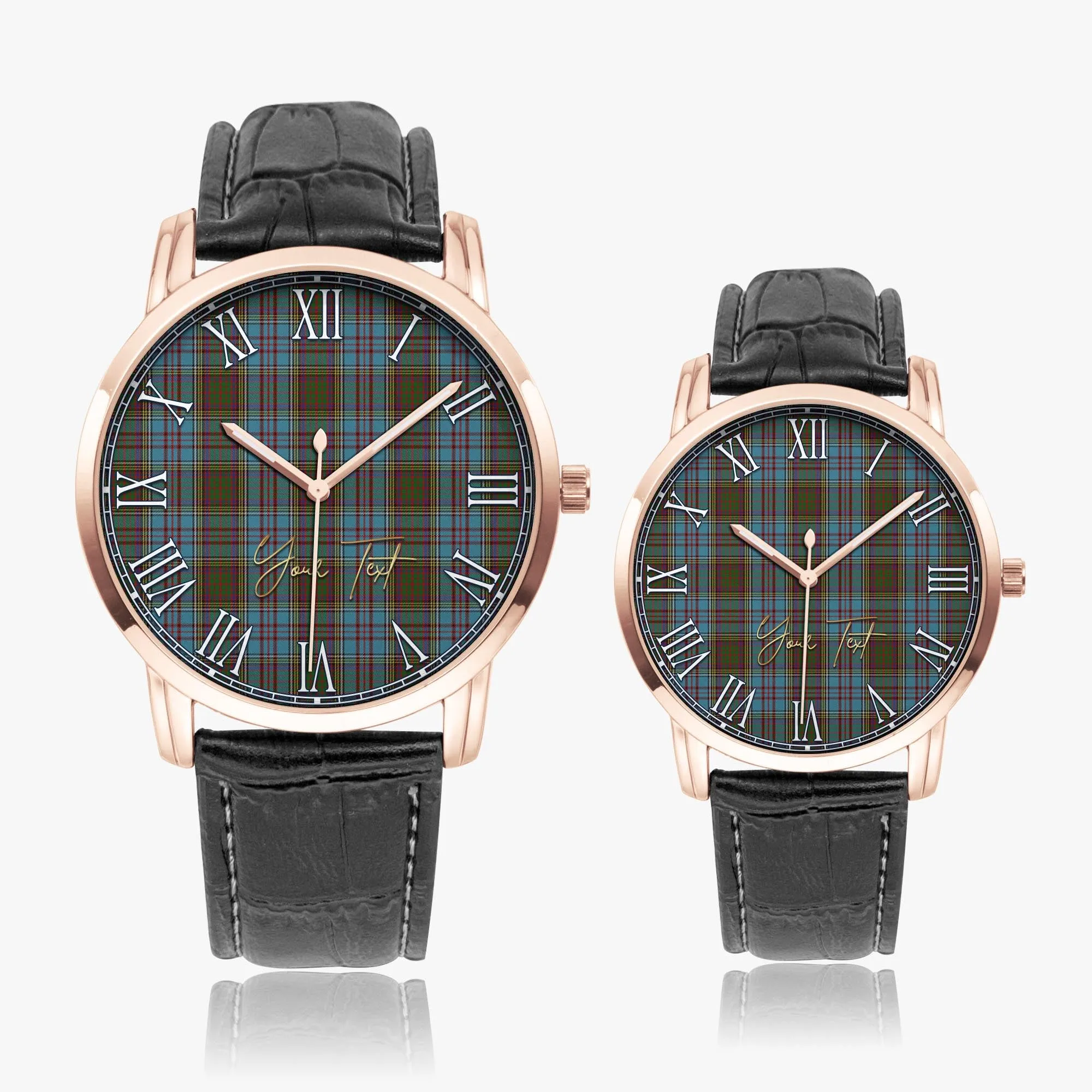 Anderson Tartan Personalized Your Text Leather Trap Quartz Watch