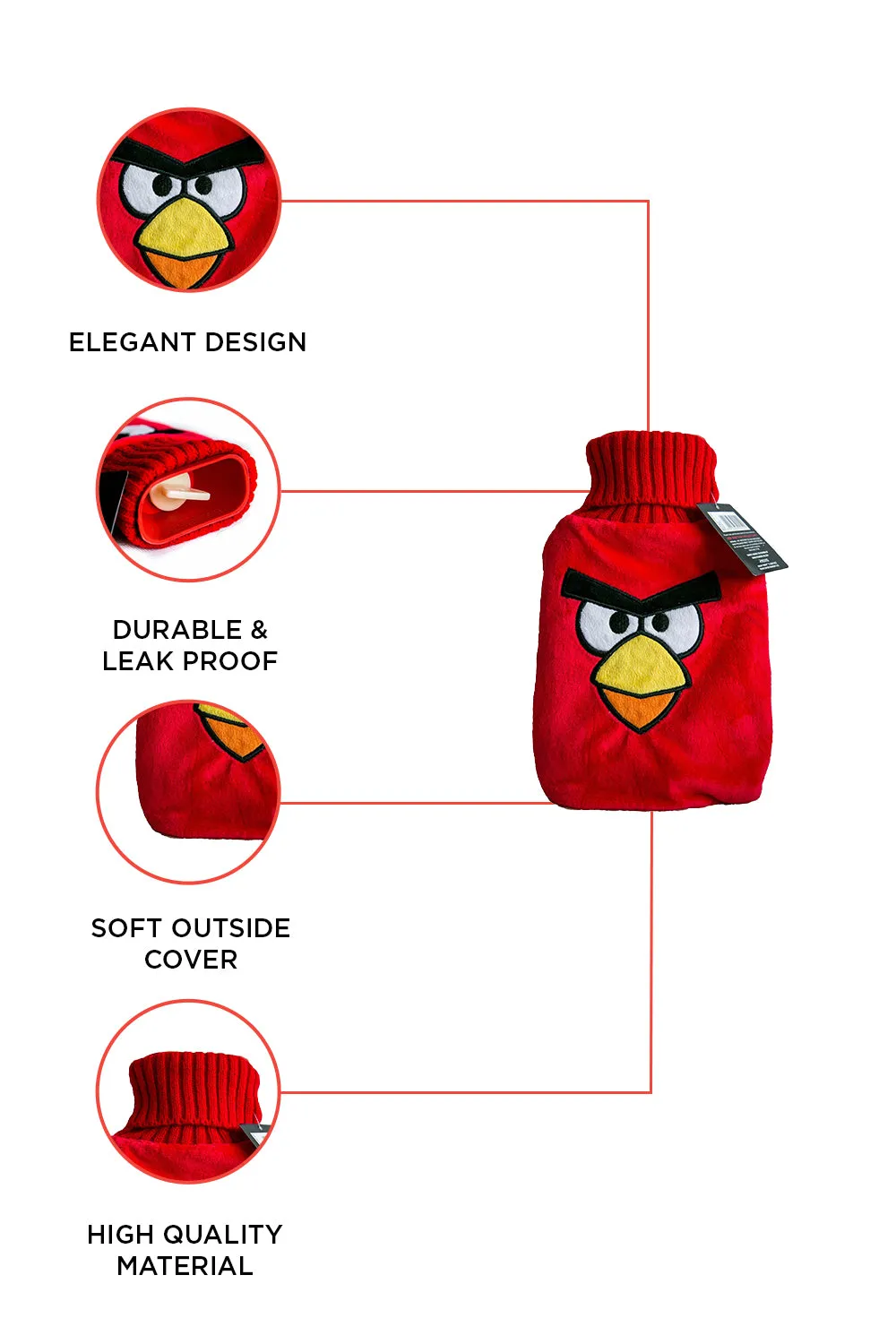 Angry Birds Red Hot Water Bottle and Cover (red)