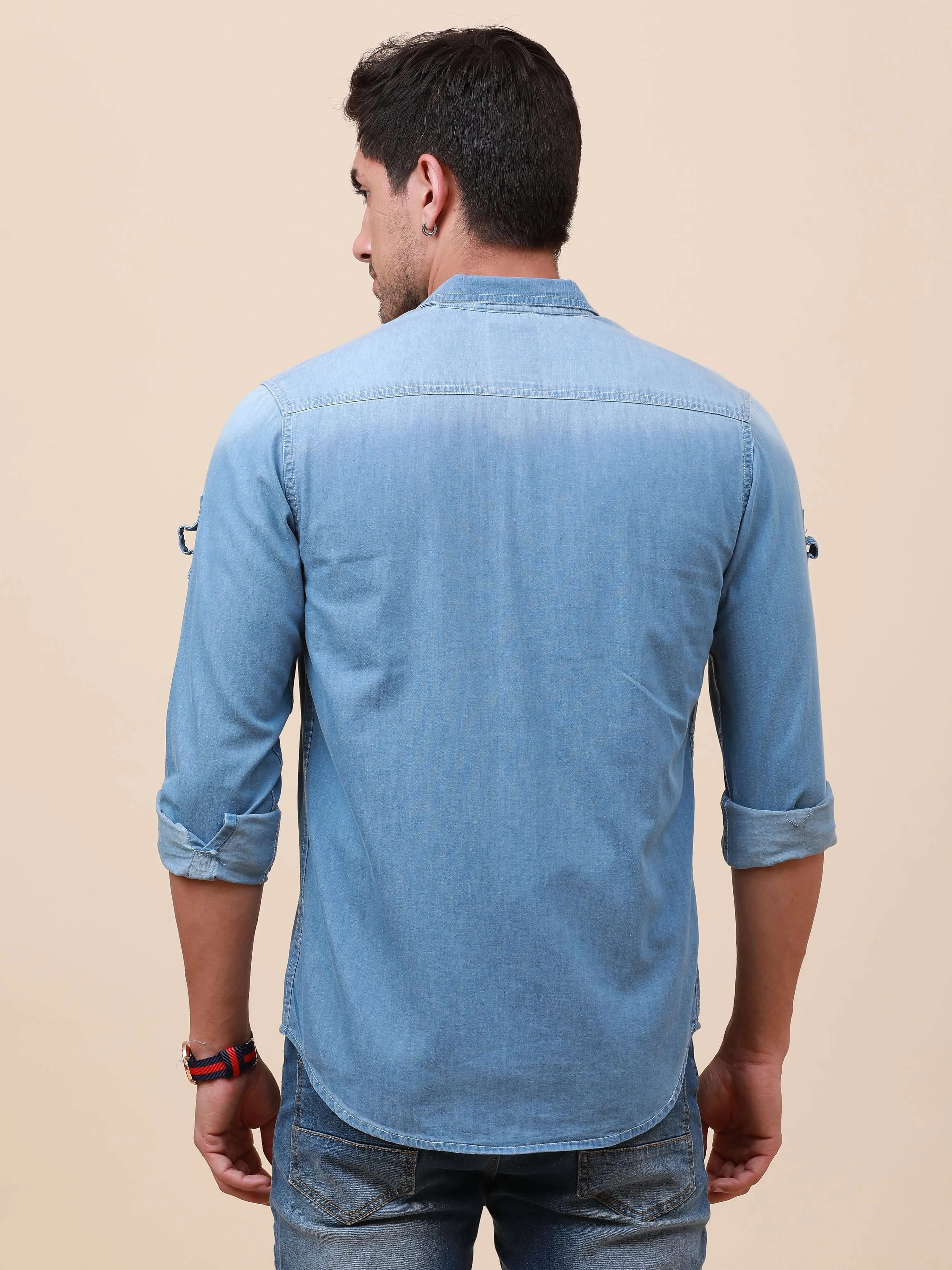 Azure Blue Dual Pocket Crafted Denim