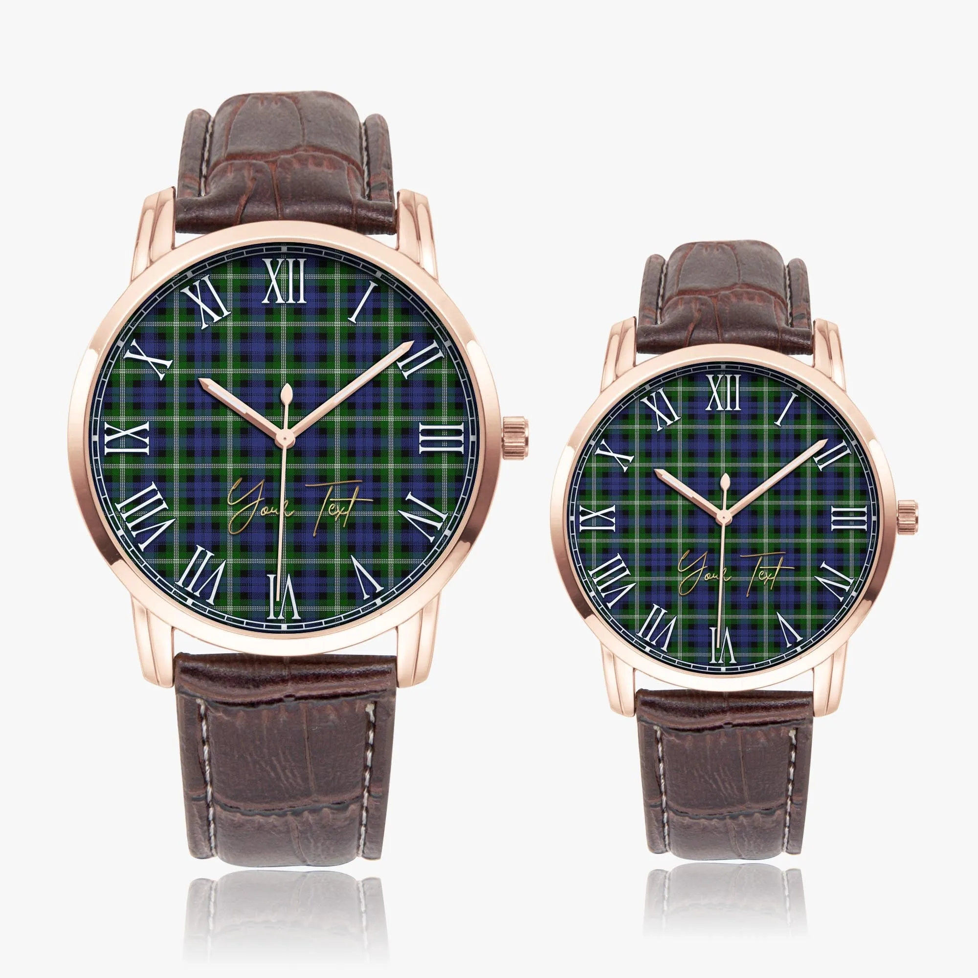 Baillie (Bailey) Tartan Personalized Your Text Leather Trap Quartz Watch