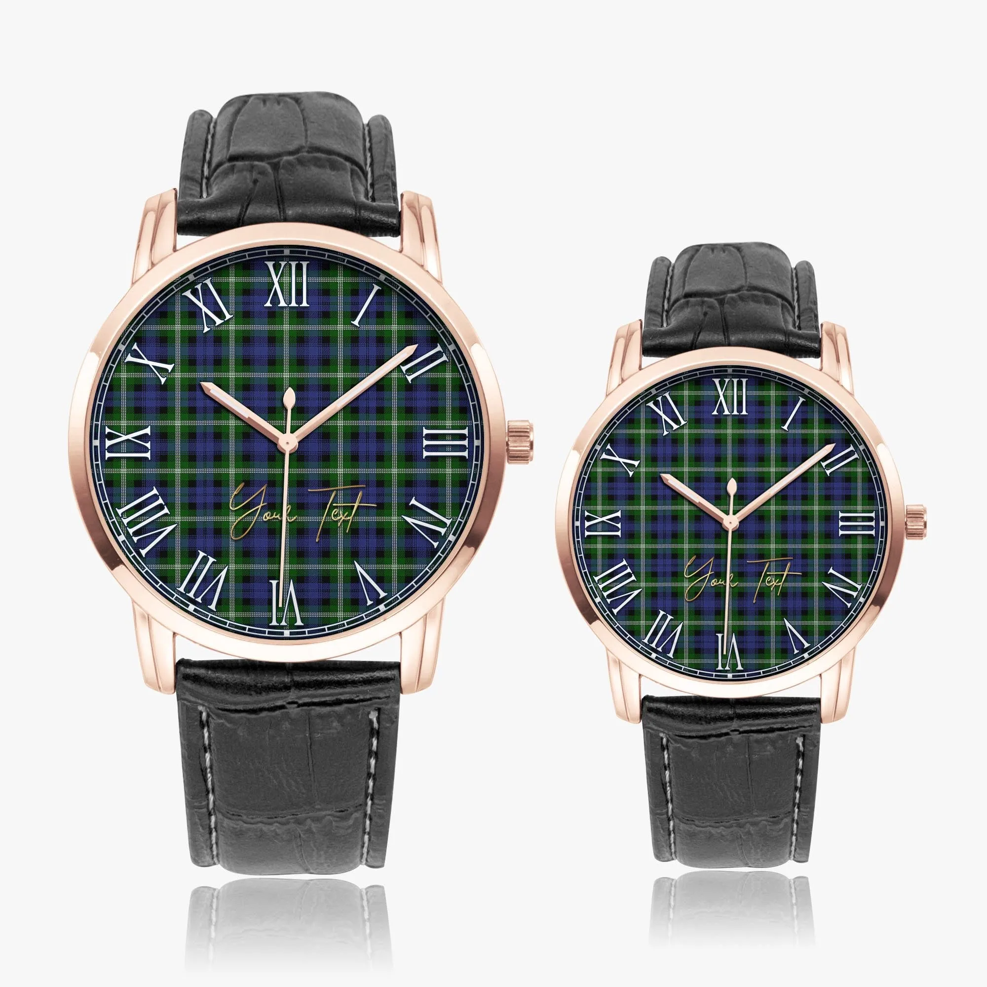 Baillie (Bailey) Tartan Personalized Your Text Leather Trap Quartz Watch