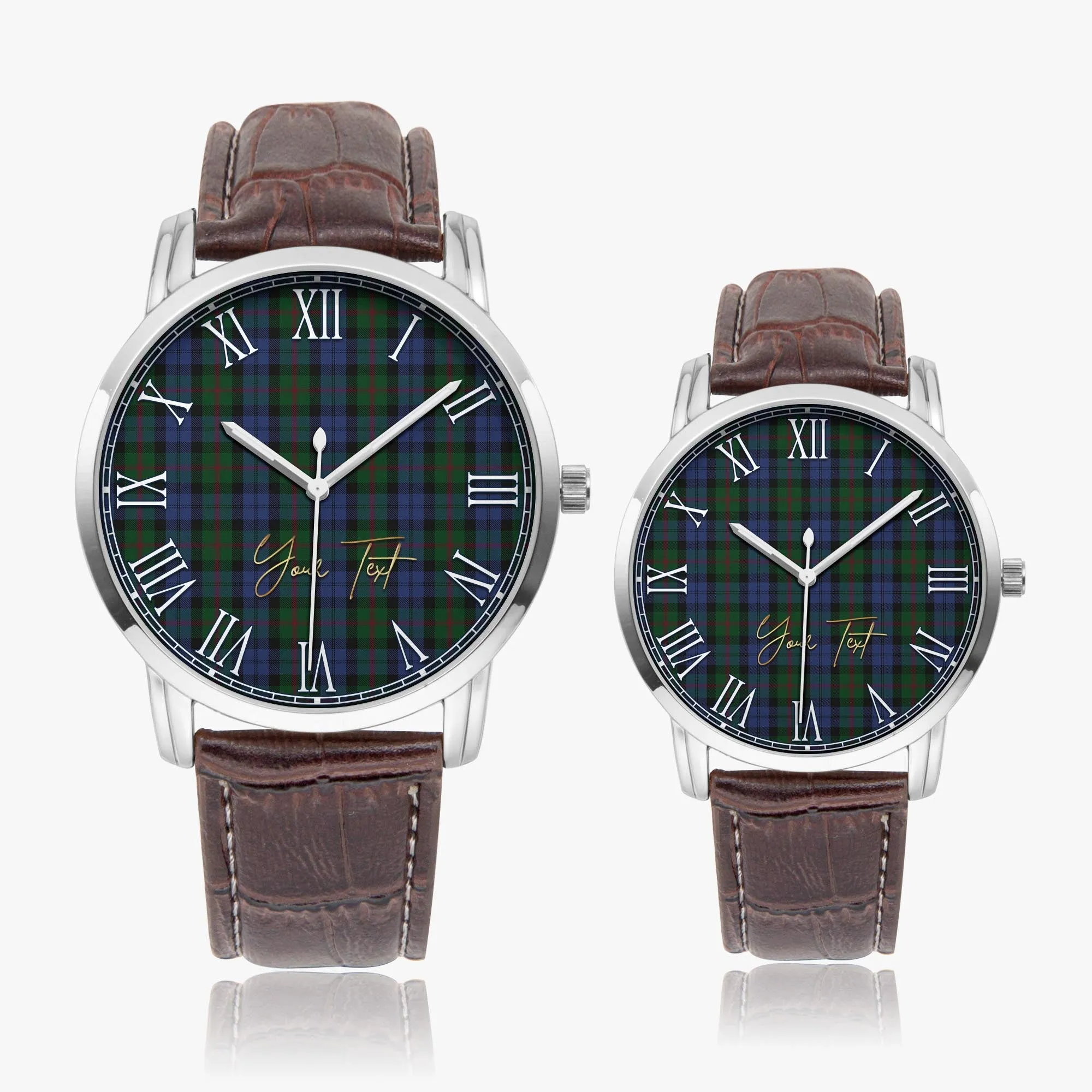 Baird Tartan Personalized Your Text Leather Trap Quartz Watch