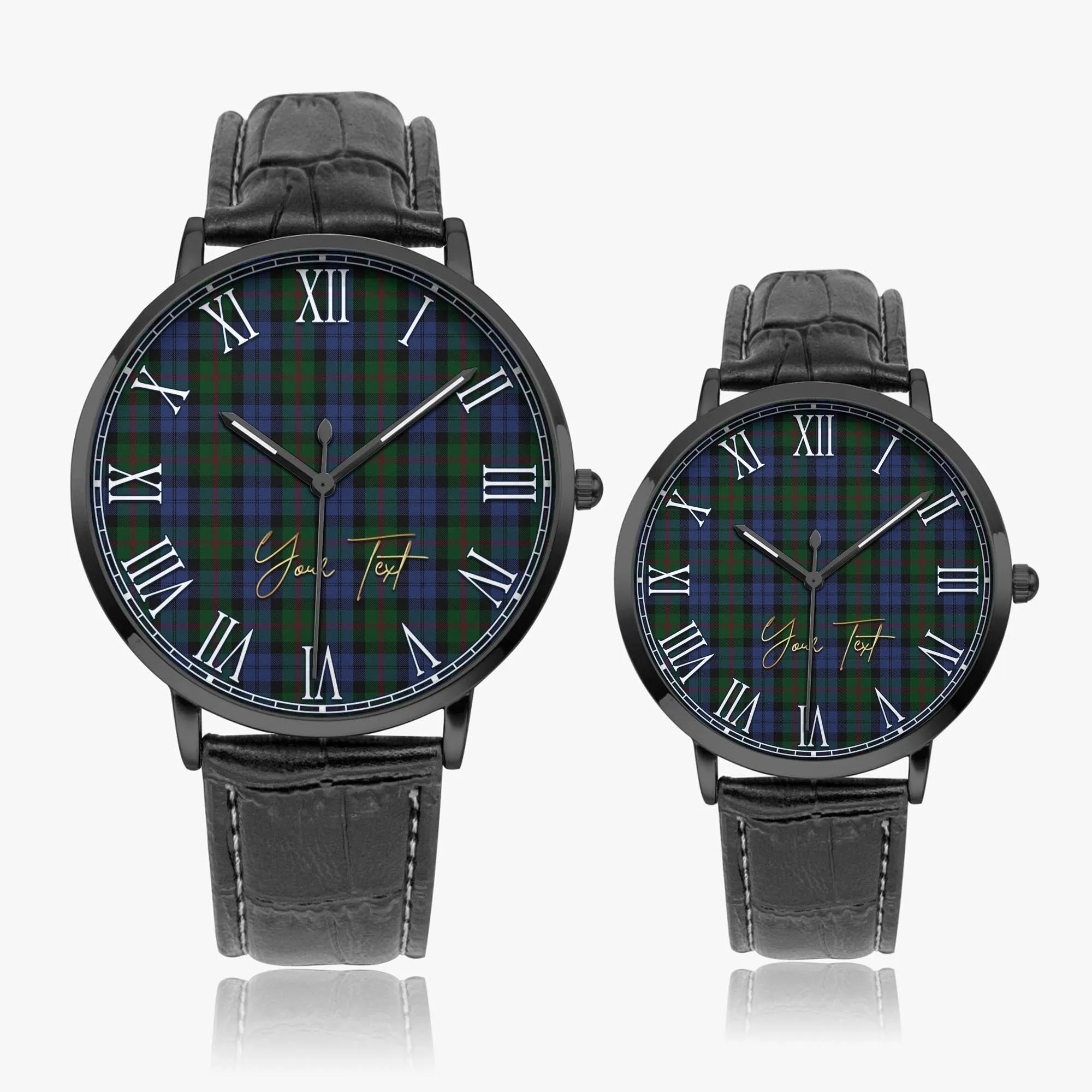 Baird Tartan Personalized Your Text Leather Trap Quartz Watch