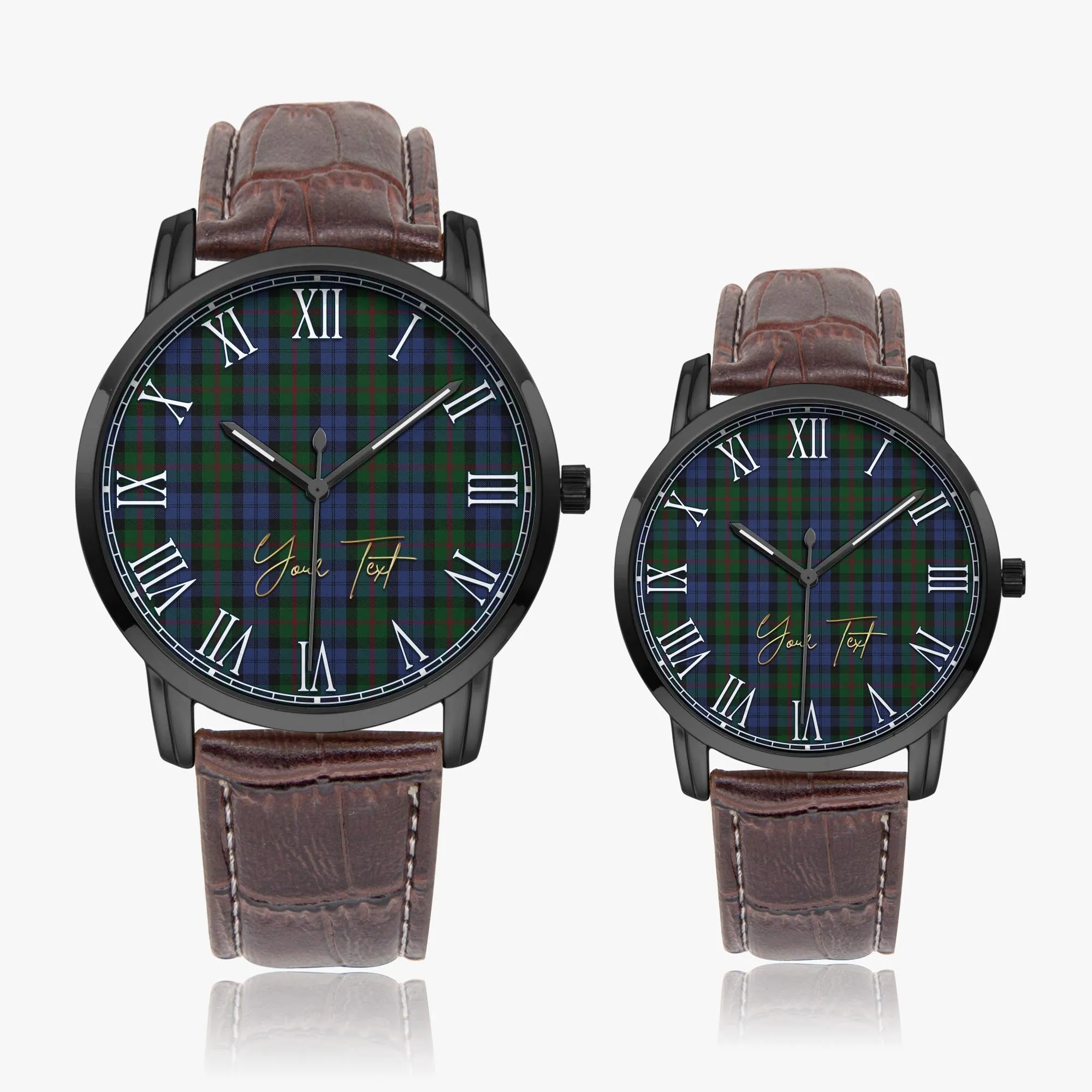 Baird Tartan Personalized Your Text Leather Trap Quartz Watch