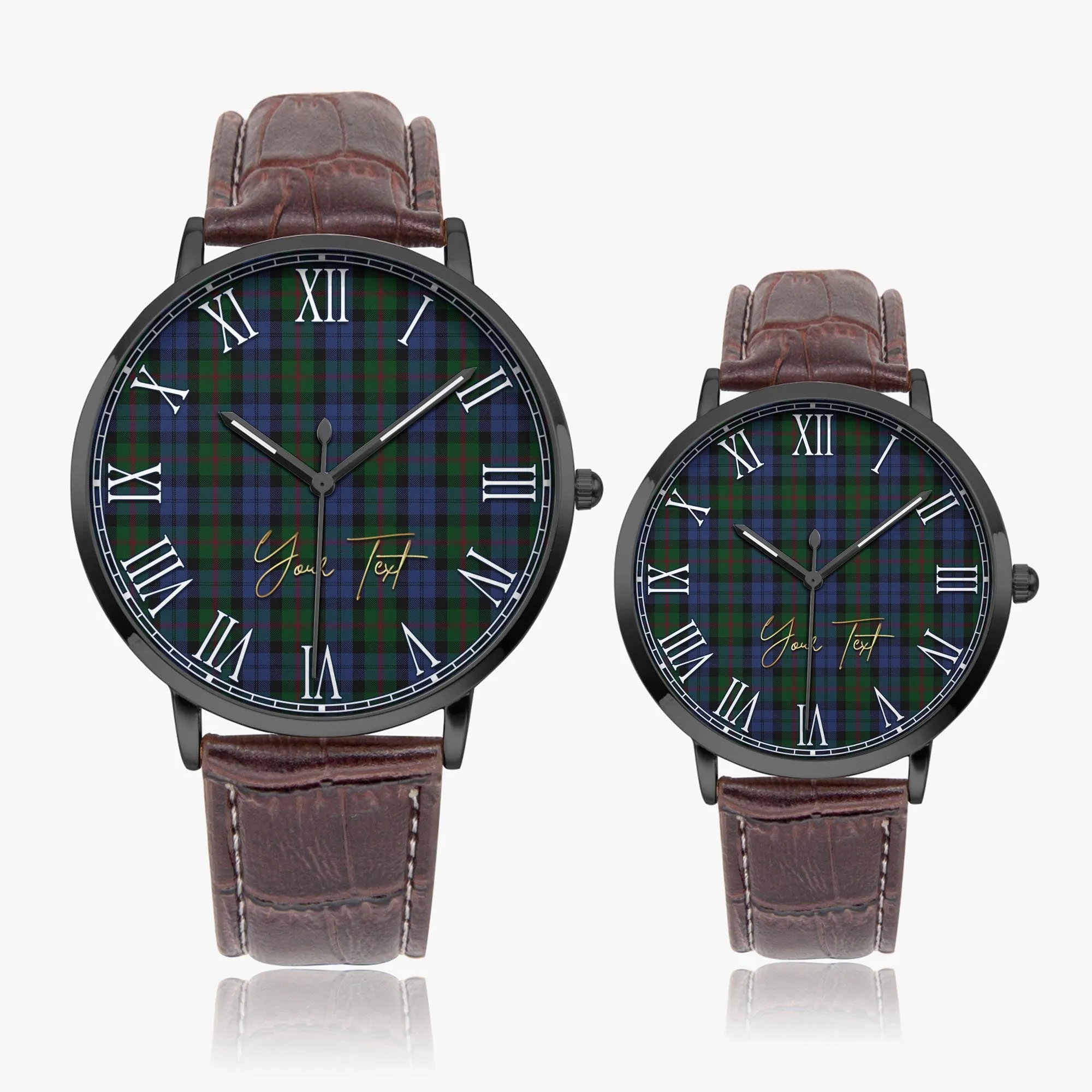 Baird Tartan Personalized Your Text Leather Trap Quartz Watch