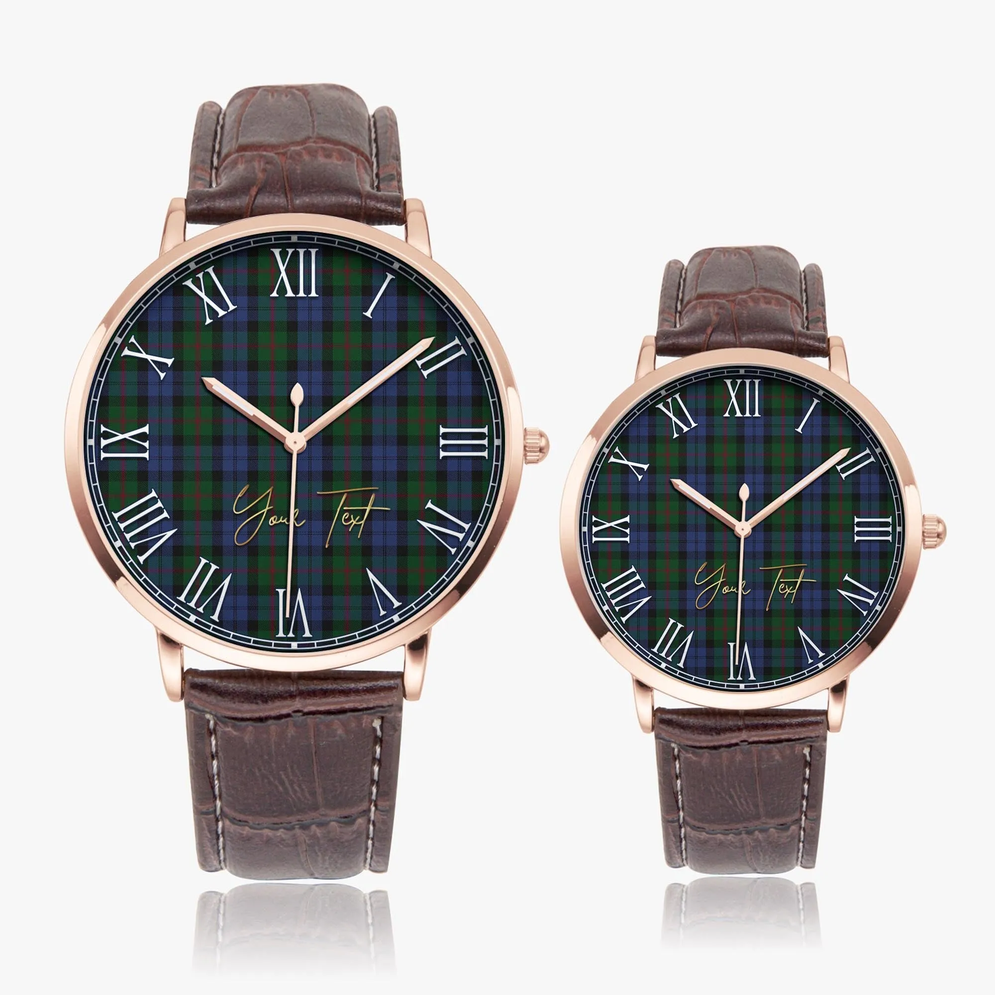 Baird Tartan Personalized Your Text Leather Trap Quartz Watch