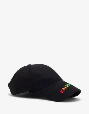 Balenciaga Black Rainbow Logo Visor Baseball Cap