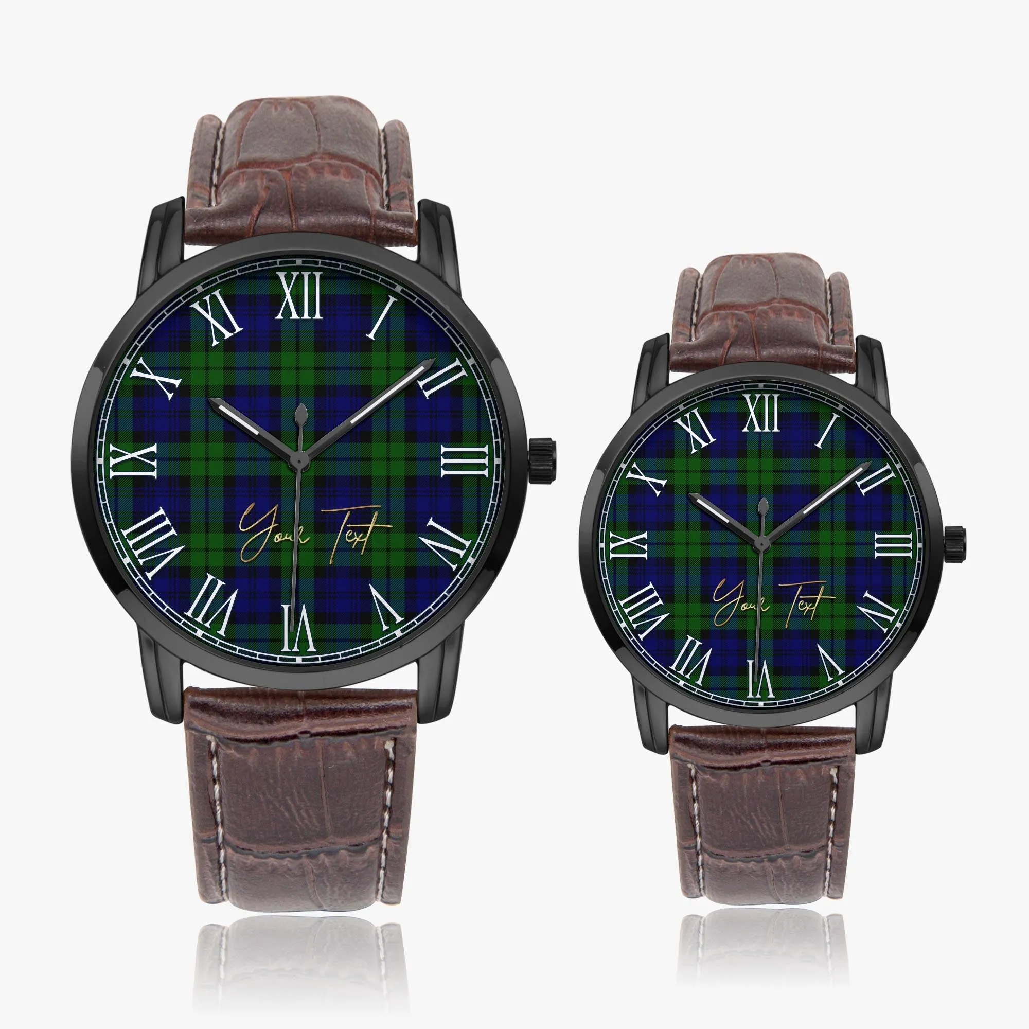 Bannatyne Tartan Personalized Your Text Leather Trap Quartz Watch