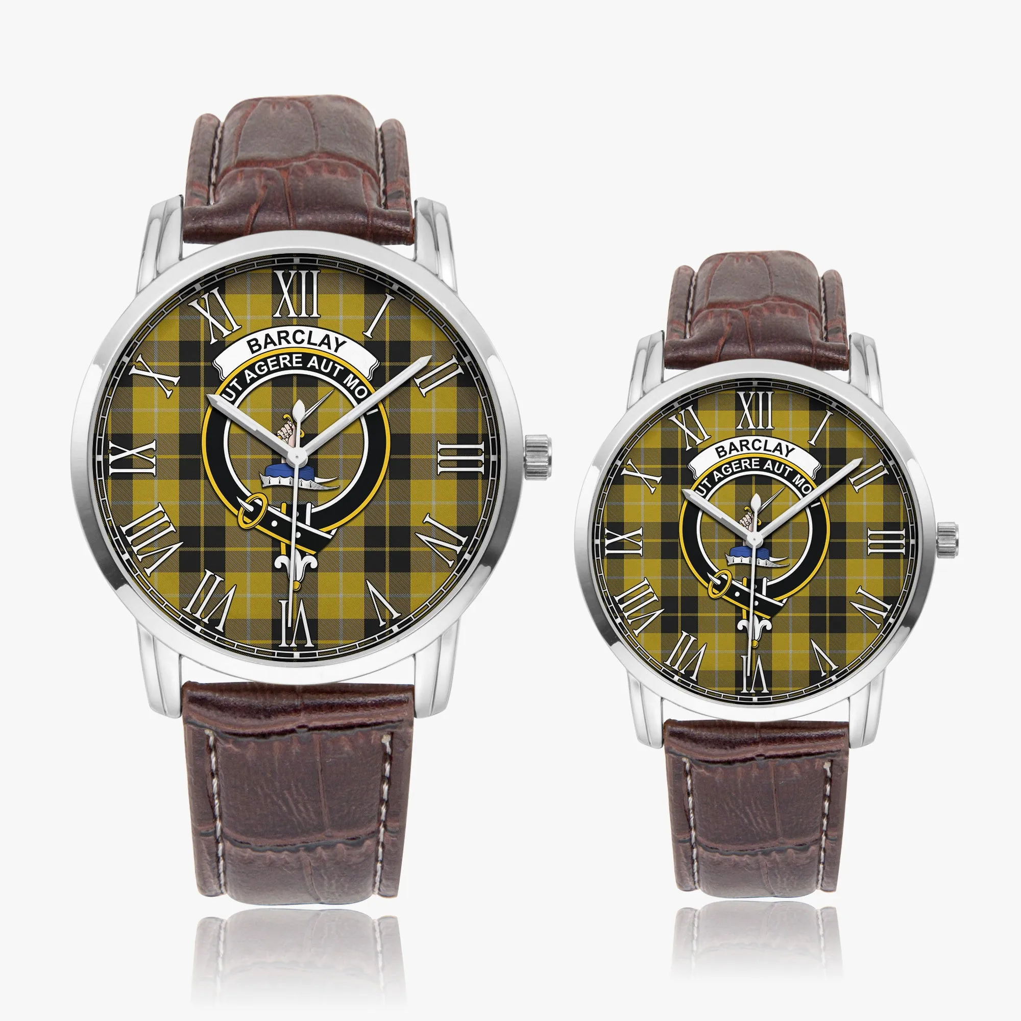 Barclay Dress Tartan Family Crest Leather Strap Quartz Watch