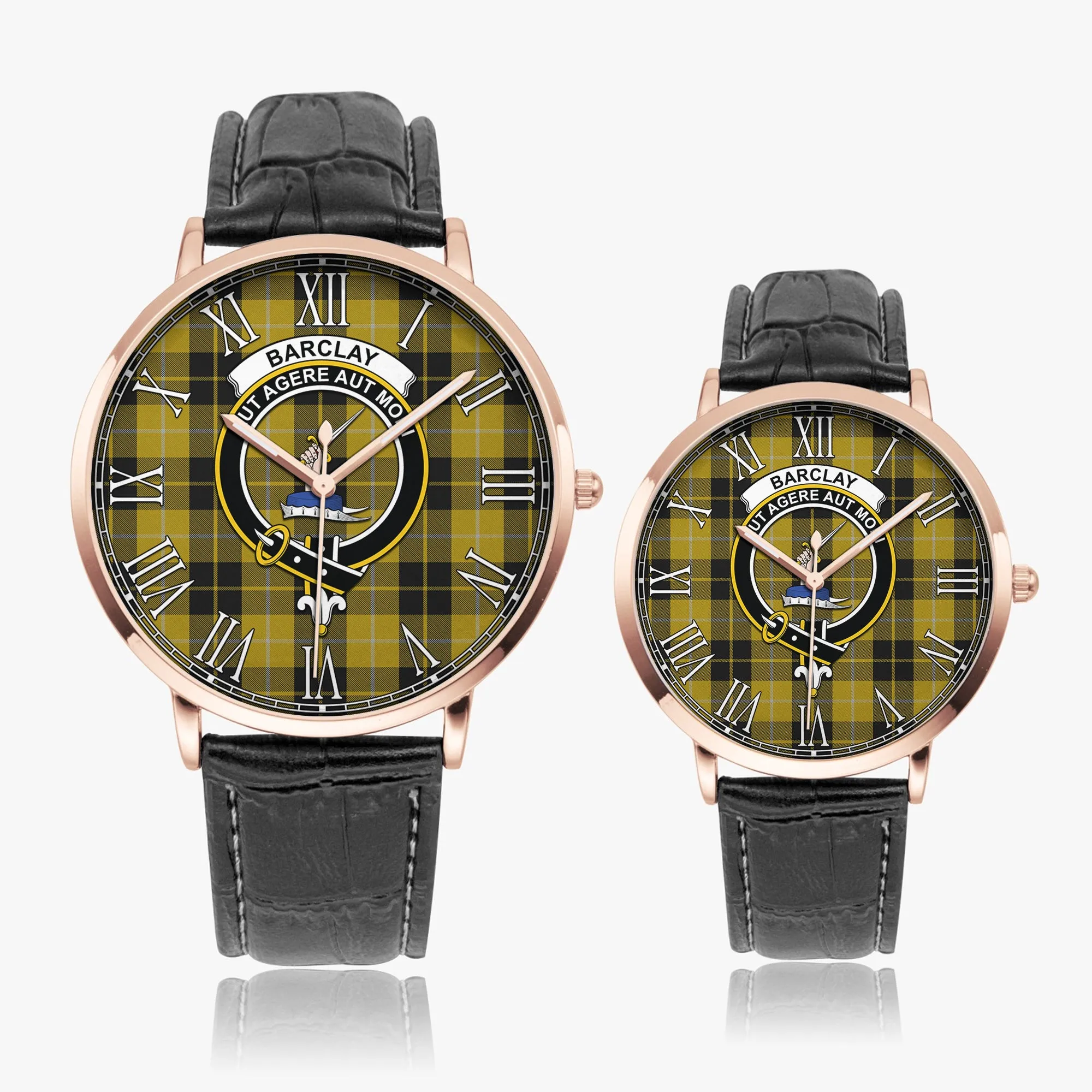 Barclay Dress Tartan Family Crest Leather Strap Quartz Watch