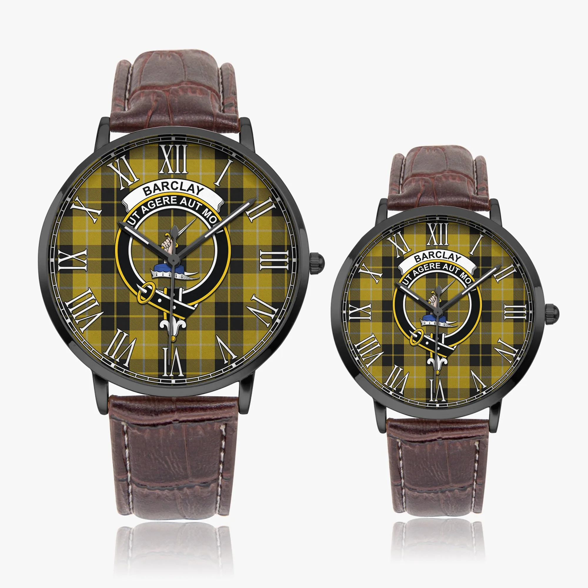 Barclay Dress Tartan Family Crest Leather Strap Quartz Watch