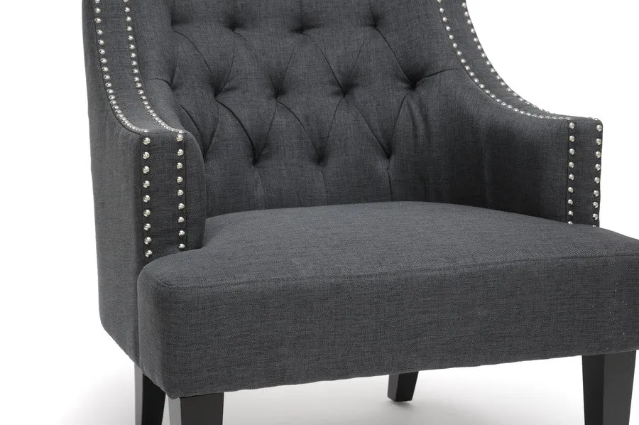 Baxton Studio Millicent Gray Linen Arm Chair