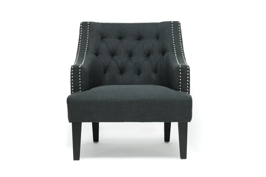 Baxton Studio Millicent Gray Linen Arm Chair