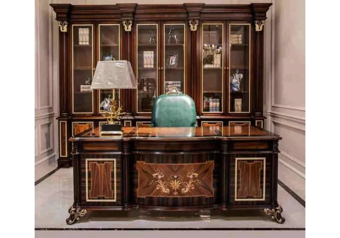 Beautifully Hand Carved Teak Office Desk