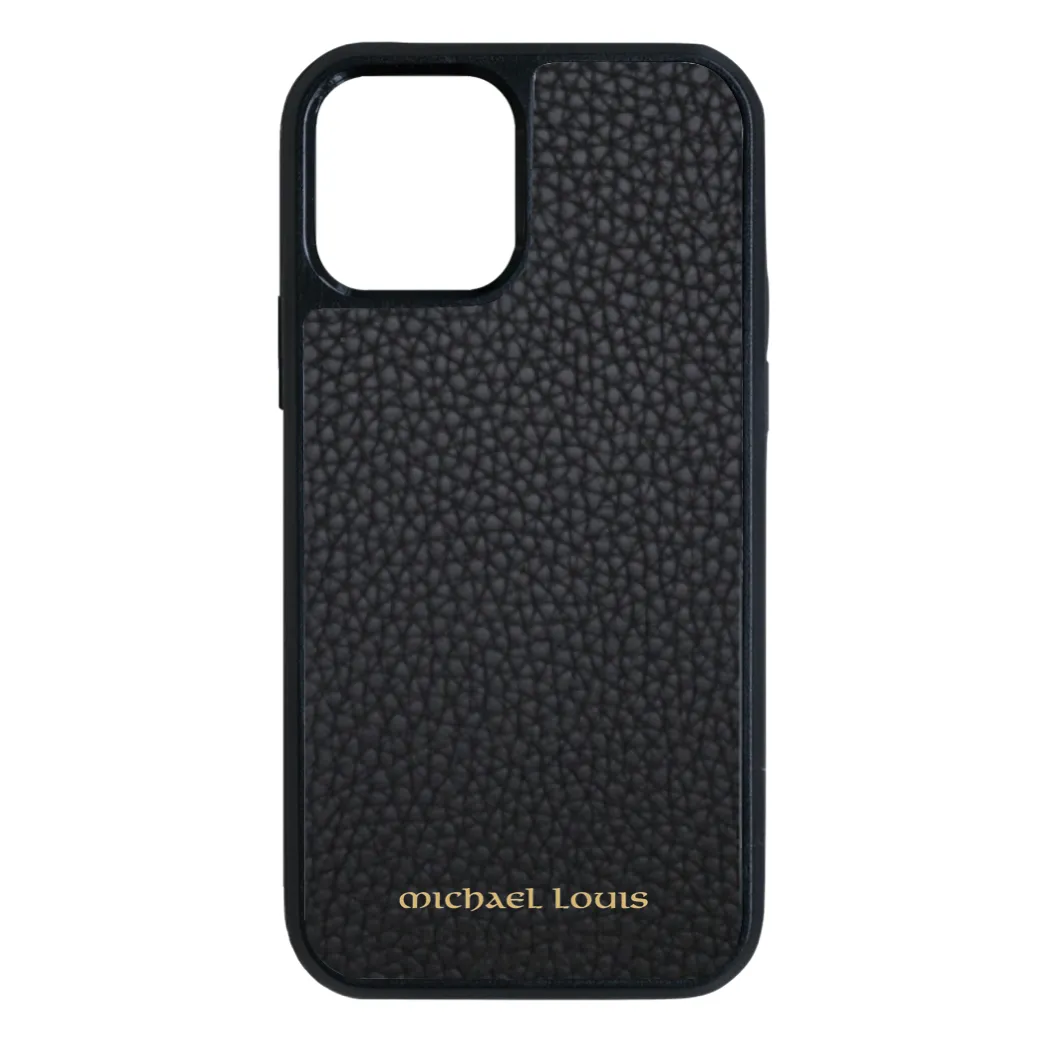 Black Pebbled Leather iPhone 12 Pro Max Case