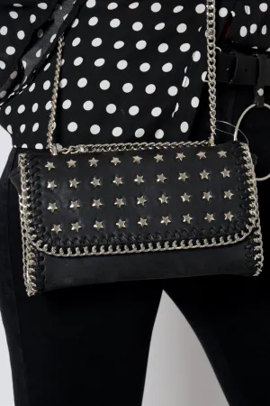 Black Star Studded Metal Edge Clutch Bag -Teri