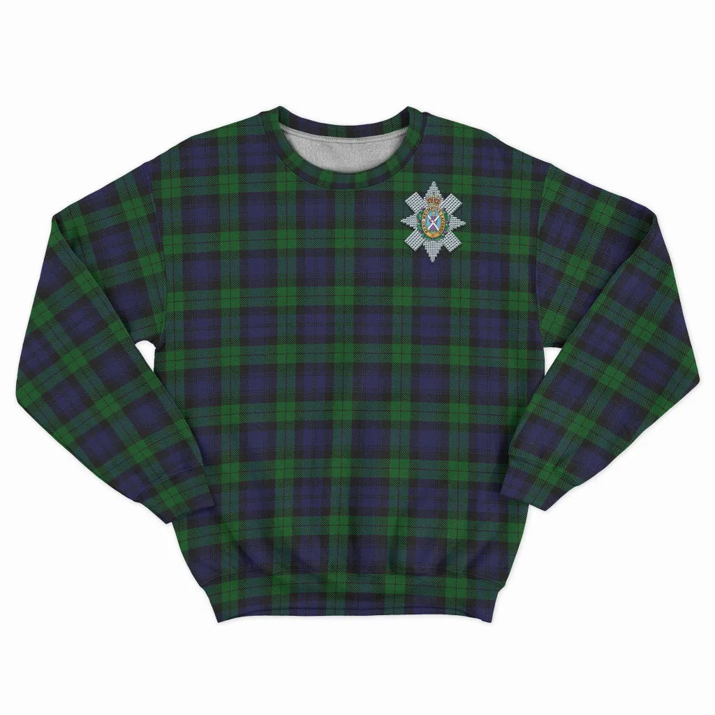 Black Watch Tartan Sweatshirt with Family Crest