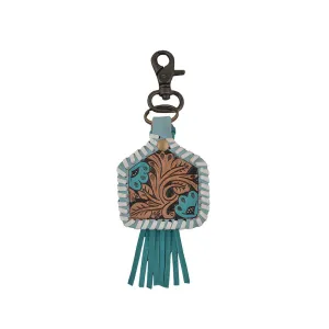 Blue Lotus Leather Keychain