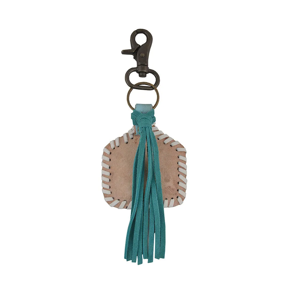 Blue Lotus Leather Keychain