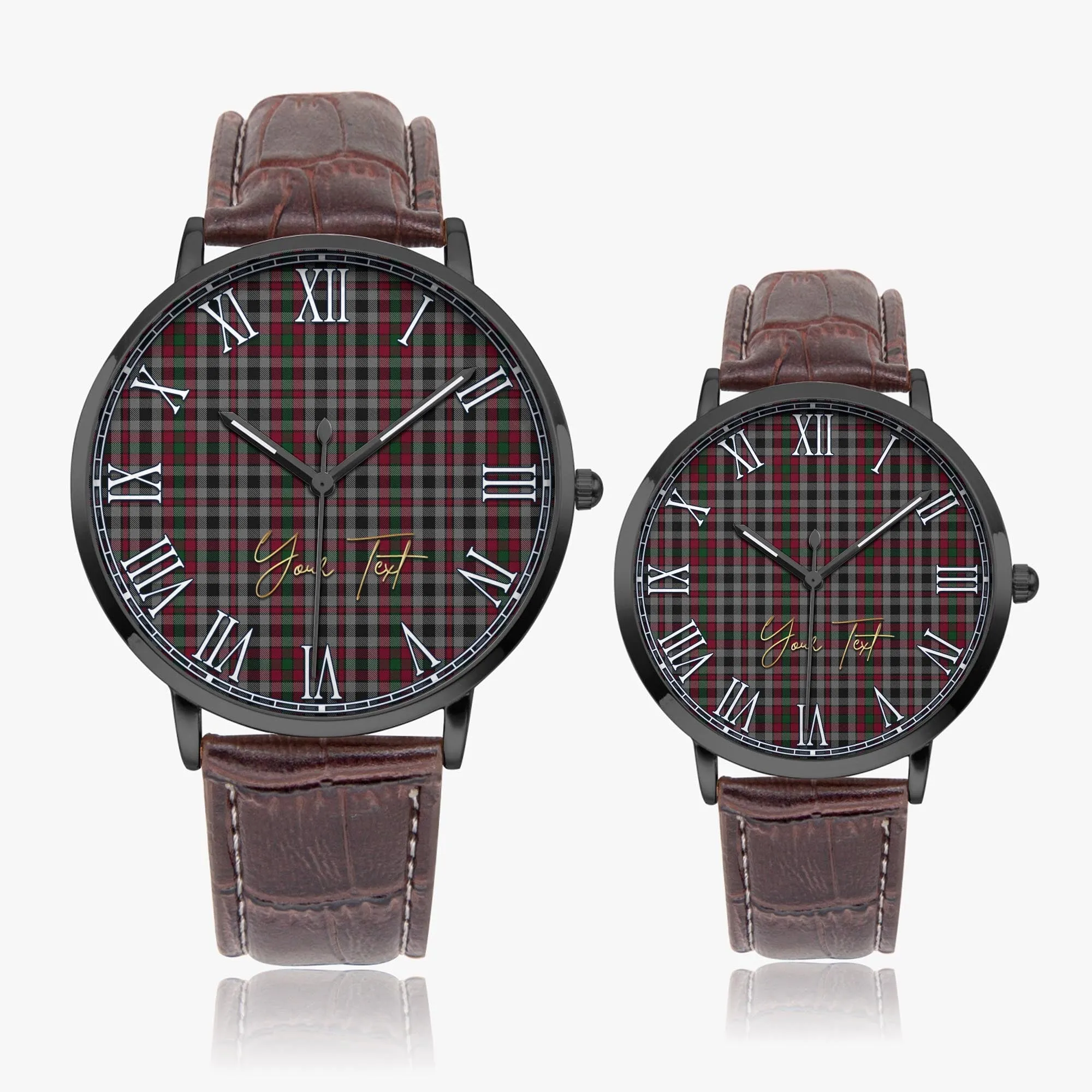 Borthwick Tartan Personalized Your Text Leather Trap Quartz Watch