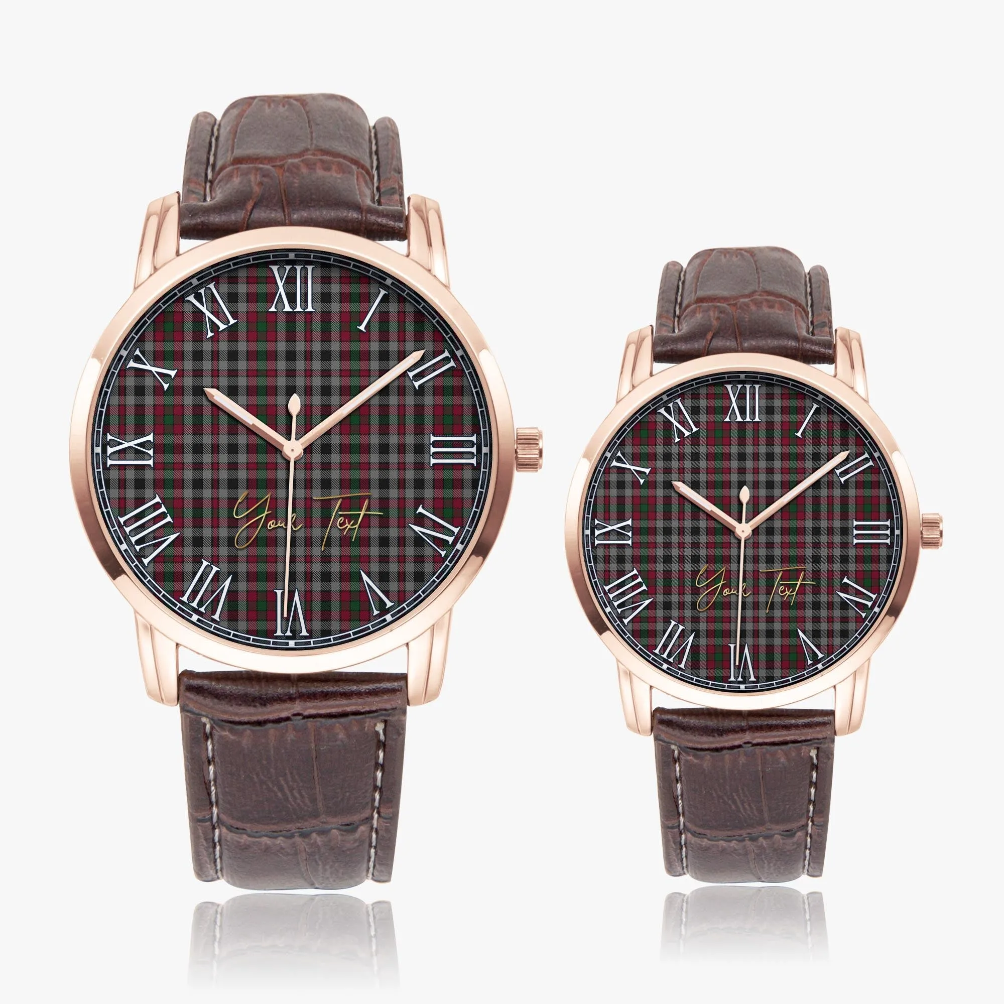 Borthwick Tartan Personalized Your Text Leather Trap Quartz Watch