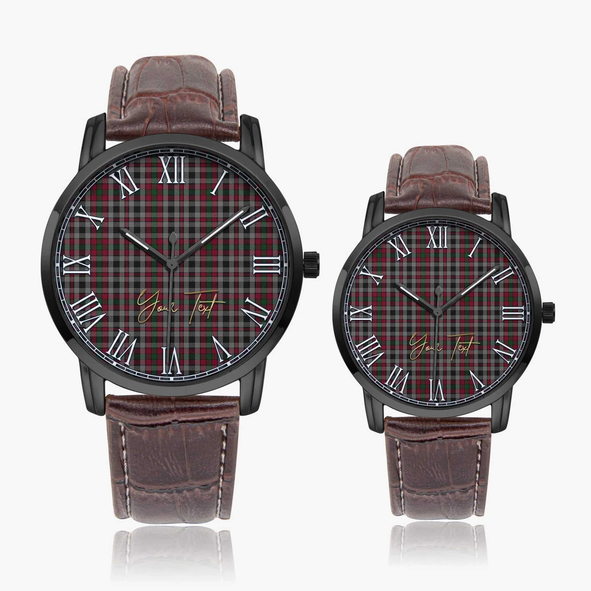 Borthwick Tartan Personalized Your Text Leather Trap Quartz Watch