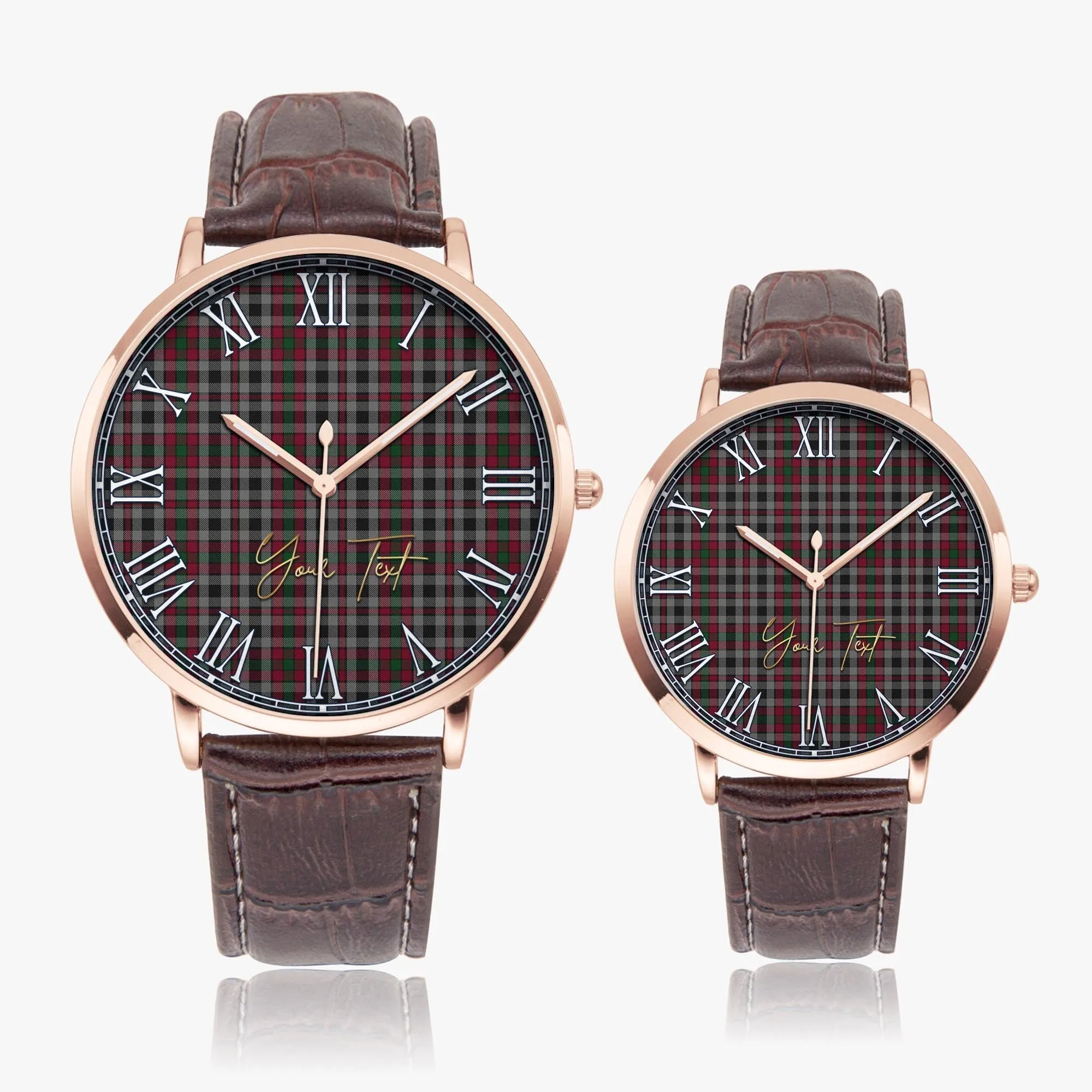 Borthwick Tartan Personalized Your Text Leather Trap Quartz Watch